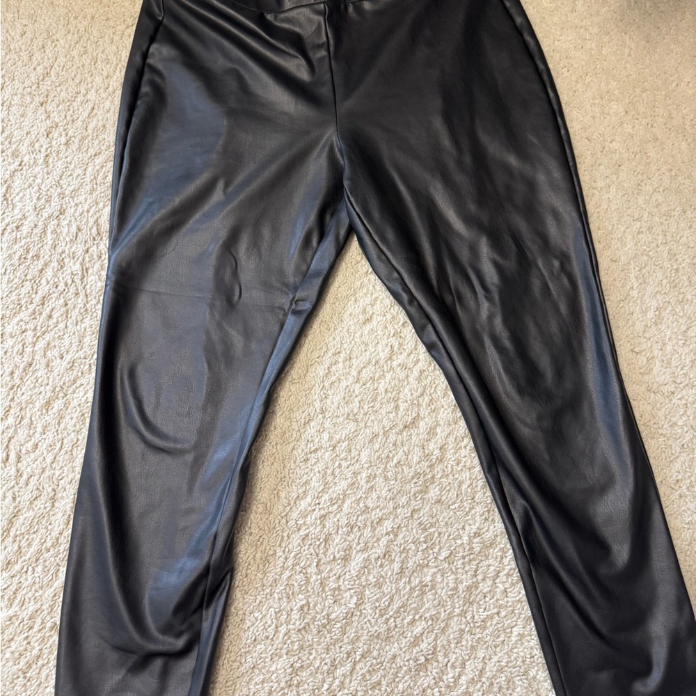 LOFT Women’s Sleek Black Faux Leather Pants
